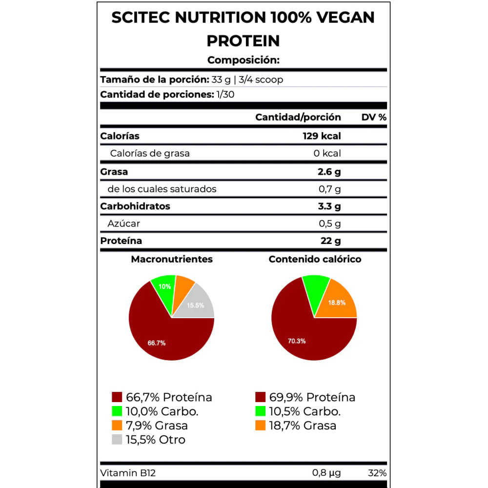 100% Vegan Protein 1 Kg Chocolate - Image 2