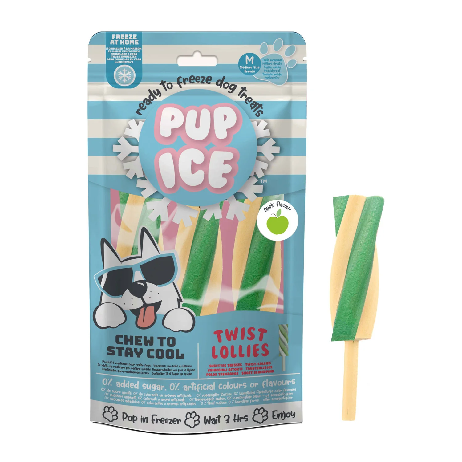 3 Helados Snack Pup Ice Twist Sabor Manzana 2 X 102g