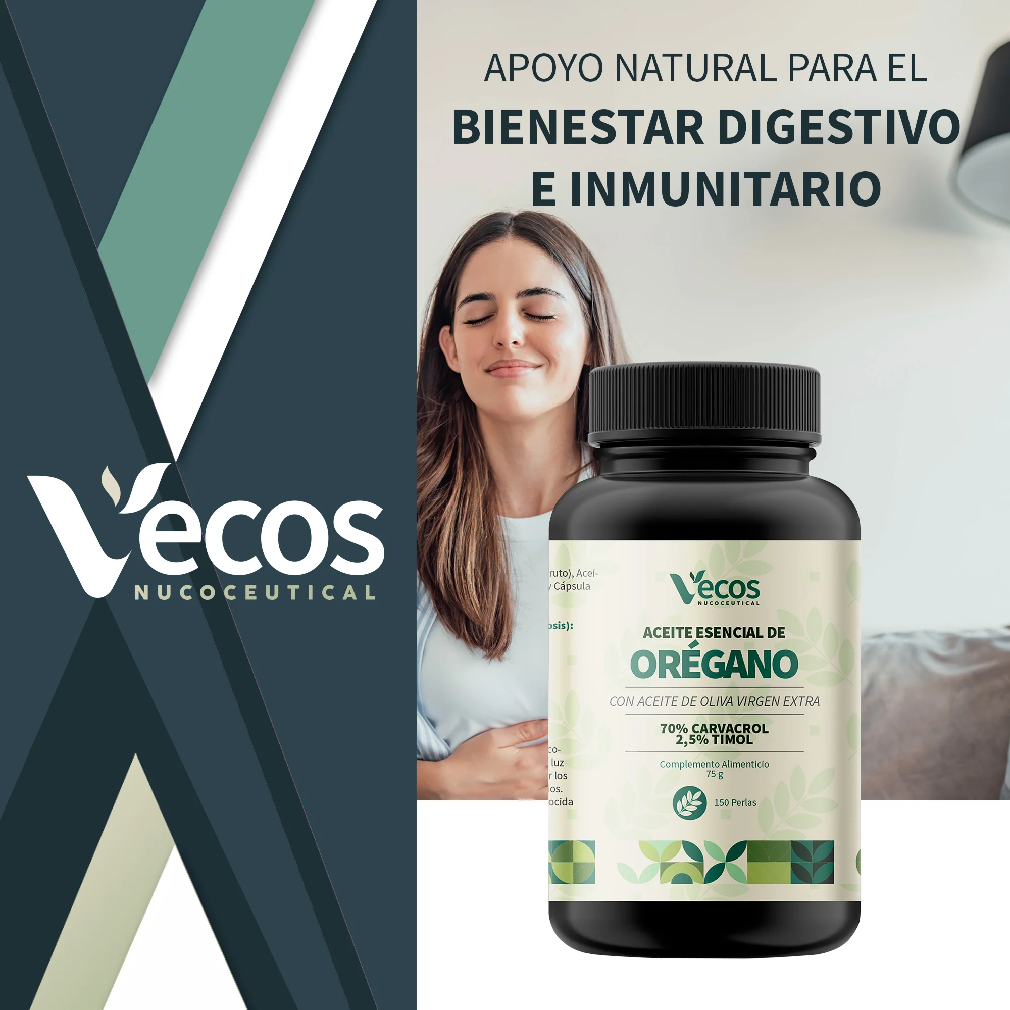 Aceite Esencial De Orégano Vecos 150 Perlas | Bienestar Digestivo E Intestinal | 150 Mg Con Carvacrol - Image 2