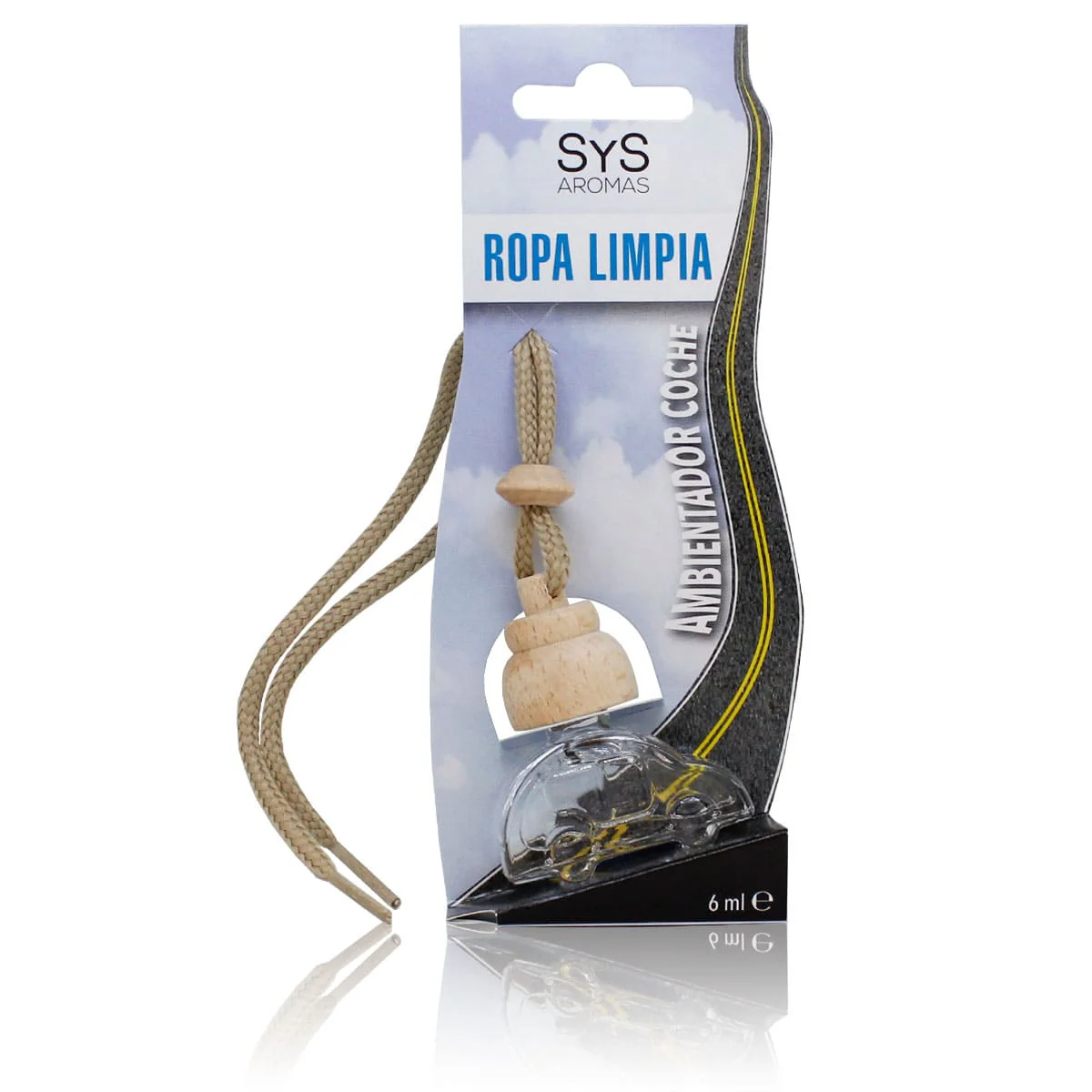 Ambientador Coche Little Car Ropa Limpia SYS Aromas 6 ml | Aroma Fresco Y Limpio | Frescor Duradero | Formato Compacto