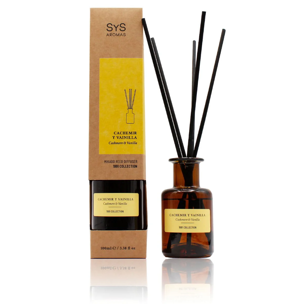 Ambientador Mikado Cachemir y Vainilla 1991 100 ml | Difusor de Varillas | Fragancia Dulce y Elegante | Hogar