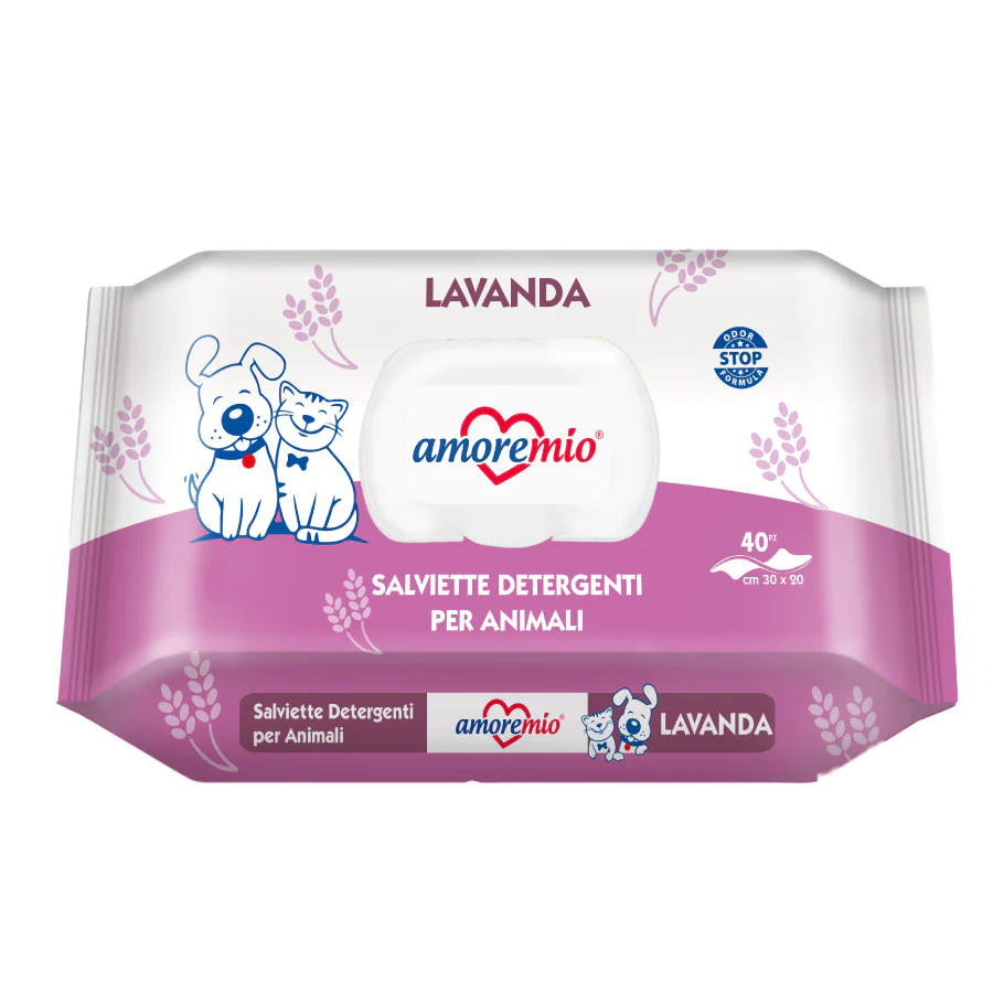 Amoremio Toallitas Lavanda Para Perro Y Gato, Paquete De 40 Toallitas