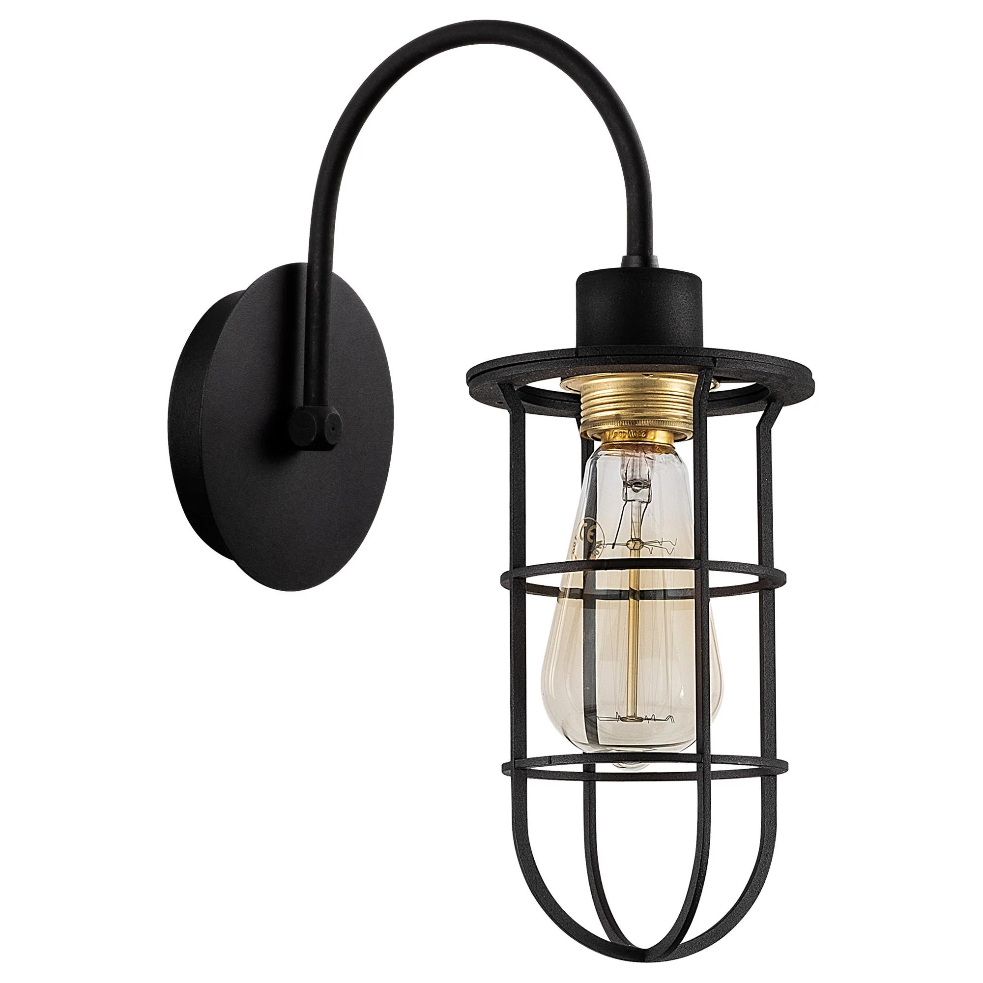 Aplique De Pared, Hierro , Negro, 12x12x33, Casquillo E 27 Max 40 W