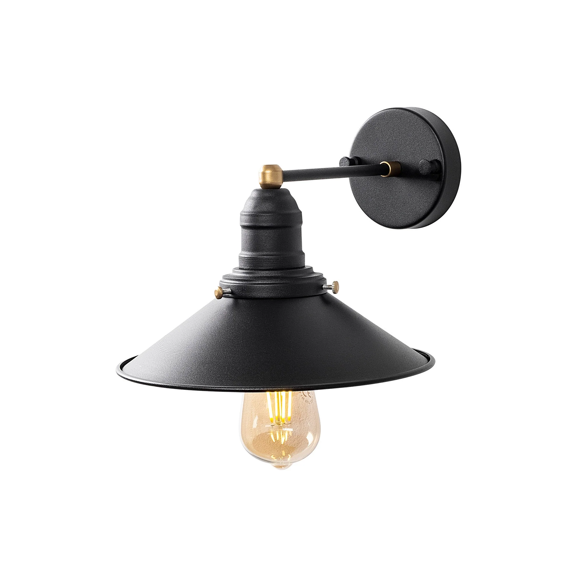 Aplique De Pared, Metal , Negro, 24x27x20, Casquillo E27 Max 40 W