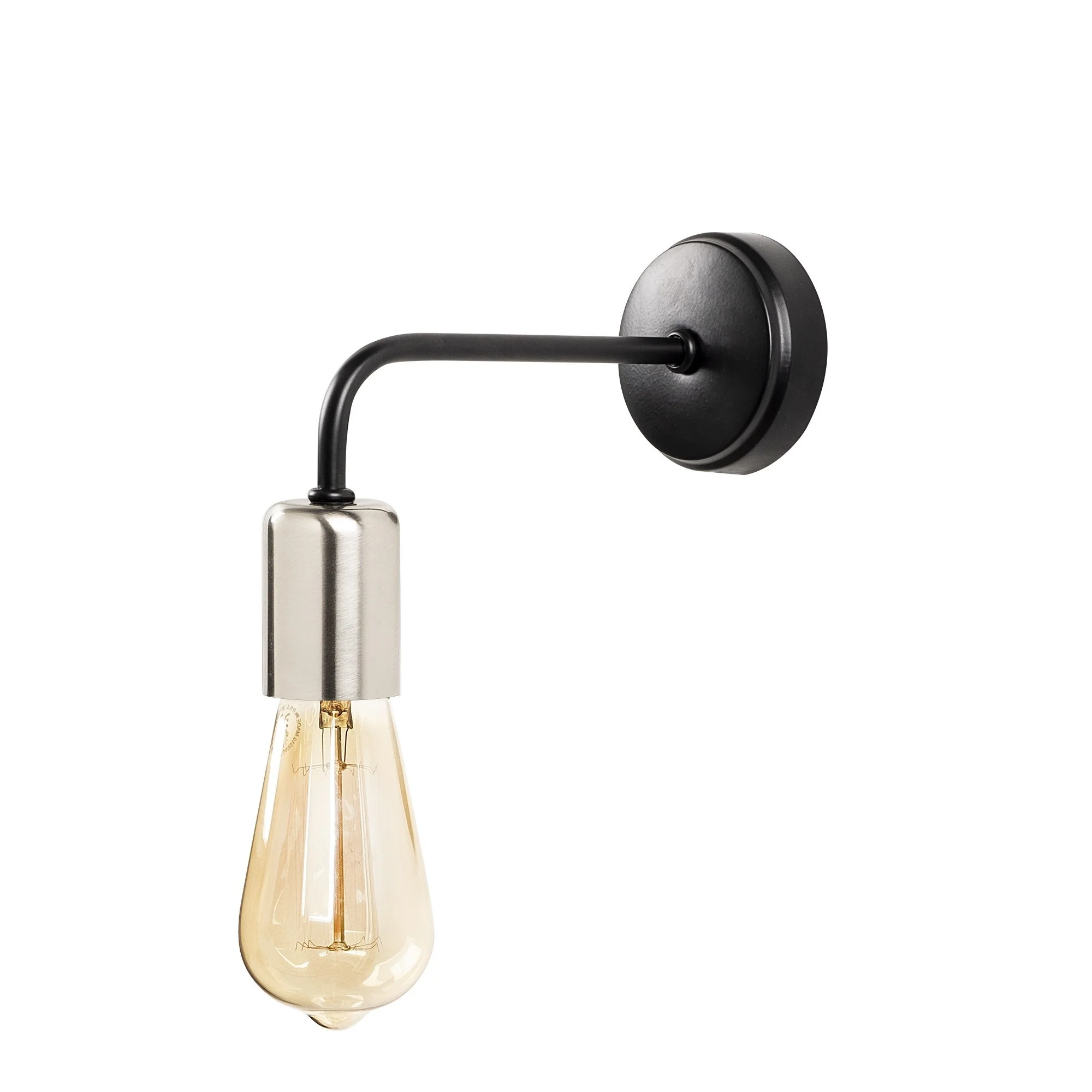 Aplique De Pared, Metal , Negro nickel, 8x20x15, Casquillo E 27 Max 40 W