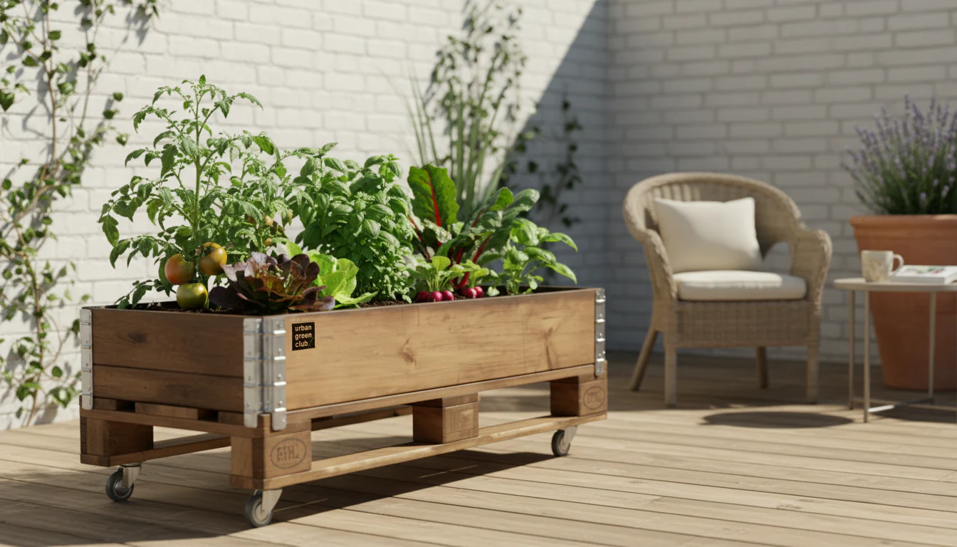 Bancal De Cultivo Pro De Madera De Pino Color Nogal Con Ruedas Urban Green Club - 120x80x40 Cm 200 L - Image 3