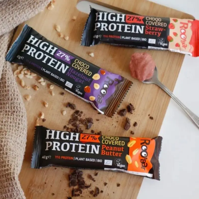 Barrita De Proteína Con Cobertura De Chocolate Con Fresa Roobar 40g Bio - Image 3