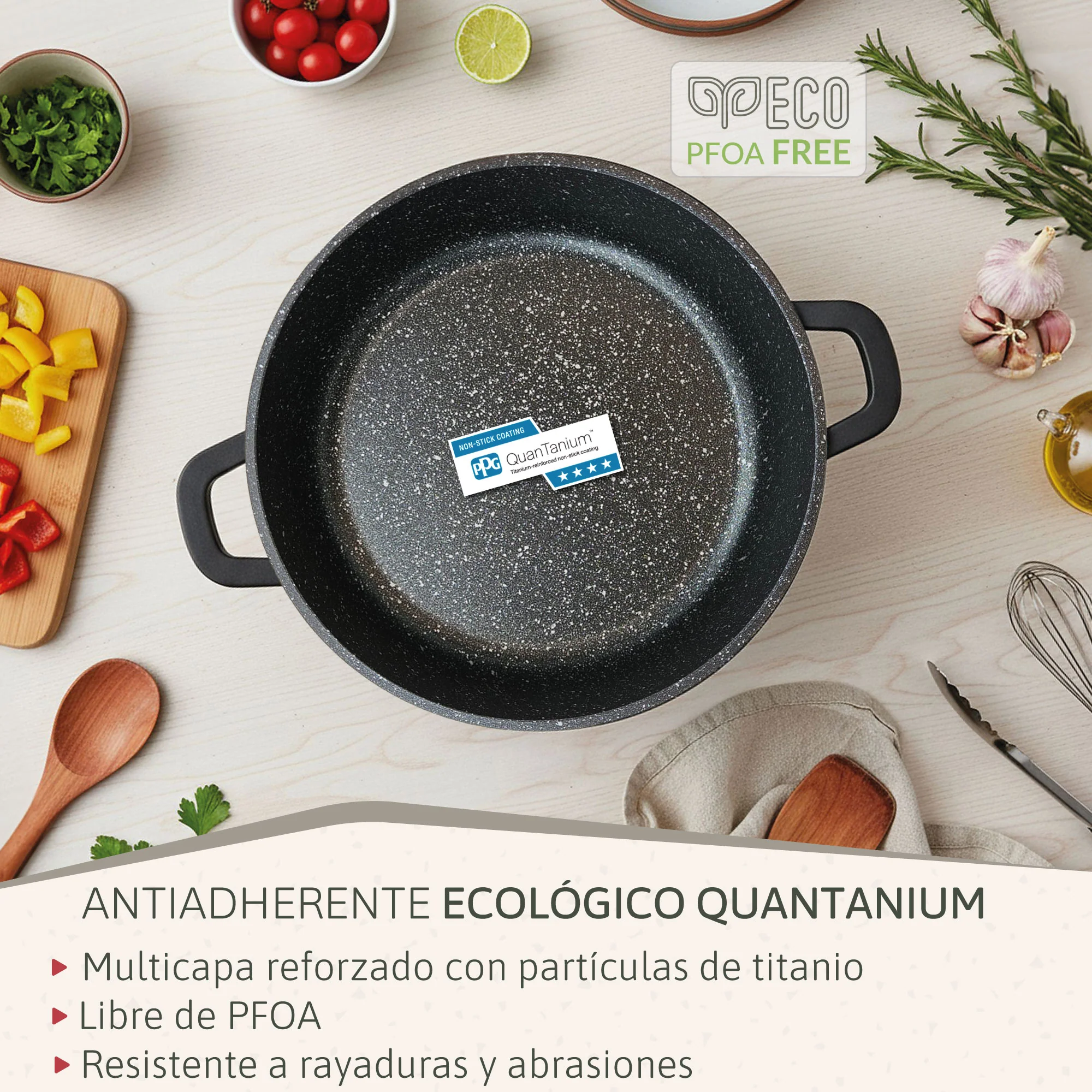 Briebe Cacerola Baja Cocina Inducción Antiadherente Titanio, Cazuela 32cm, Aluminio Fundido Sin Pfoa, Black Titanium - Image 5