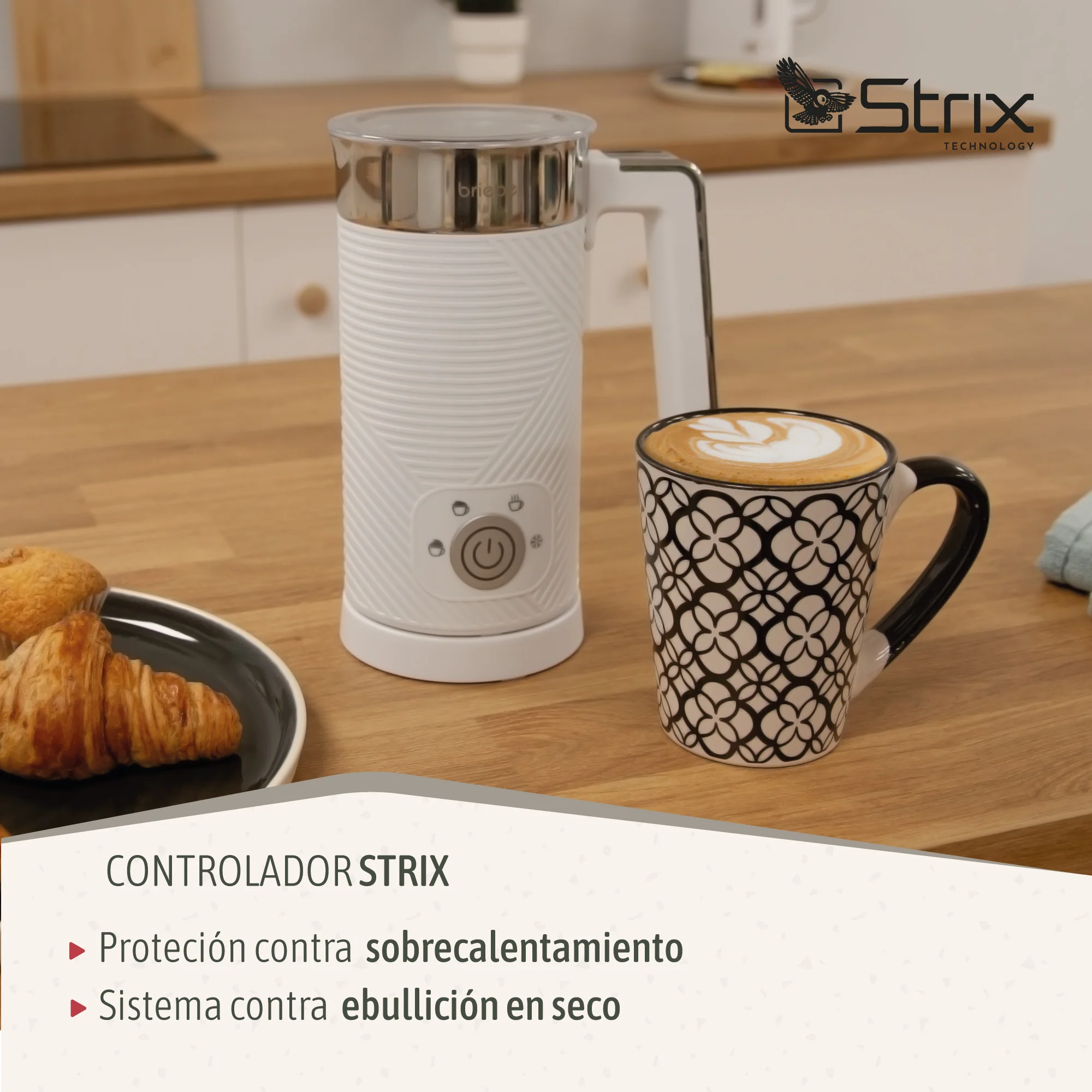 Briebe Elegance Espumador Leche Eléctrico Calentador Espuma Fría/caliente 130ml Leche Caliente 300ml, Mf1172wht, Blanco - Image 5