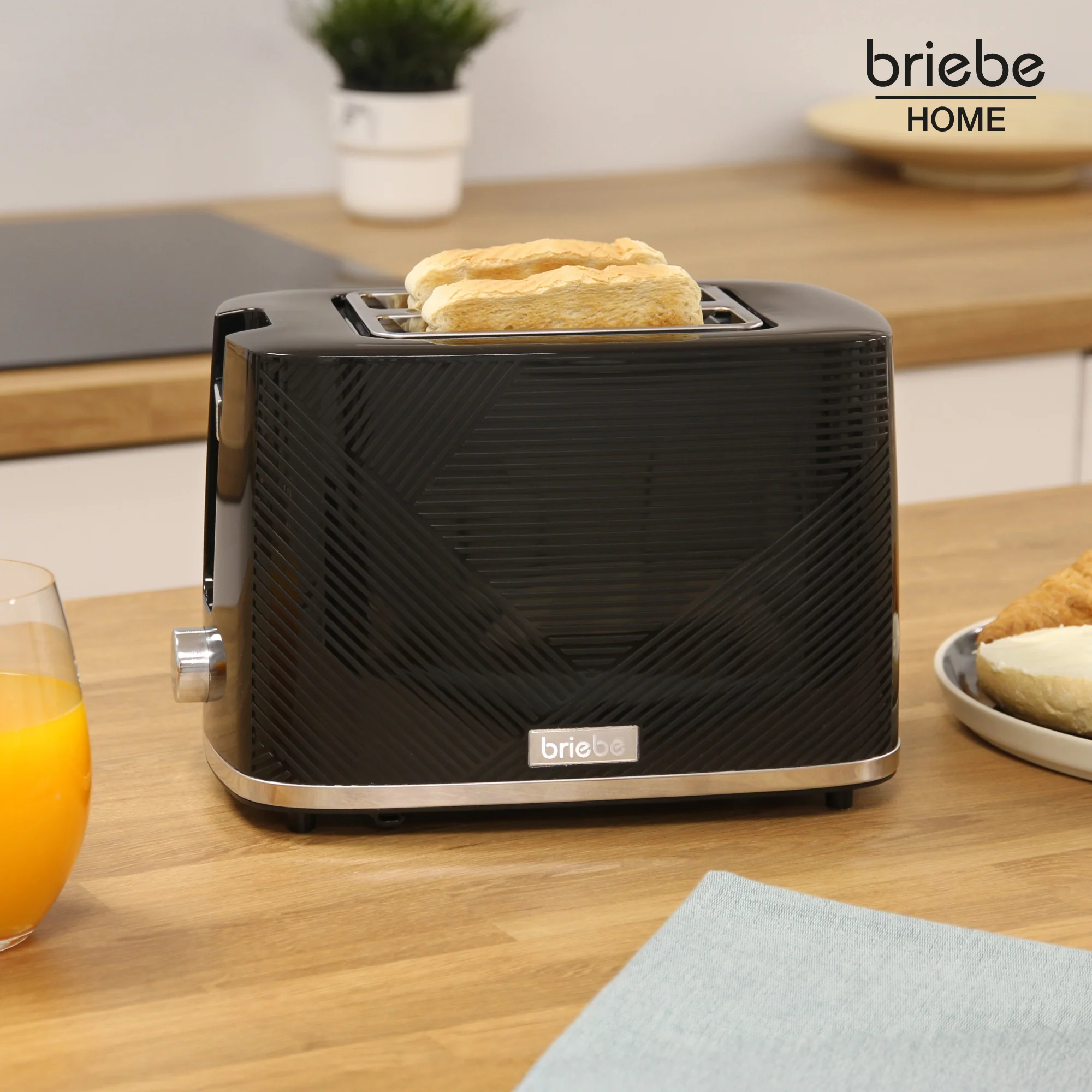Briebe Elegance Set Tostador Pan Ranura Ancha 2 Rebanadas, Hervidor Agua Eléctrico 1,7l Cafetera 1,25l, Skt1178blk,negro - Image 2
