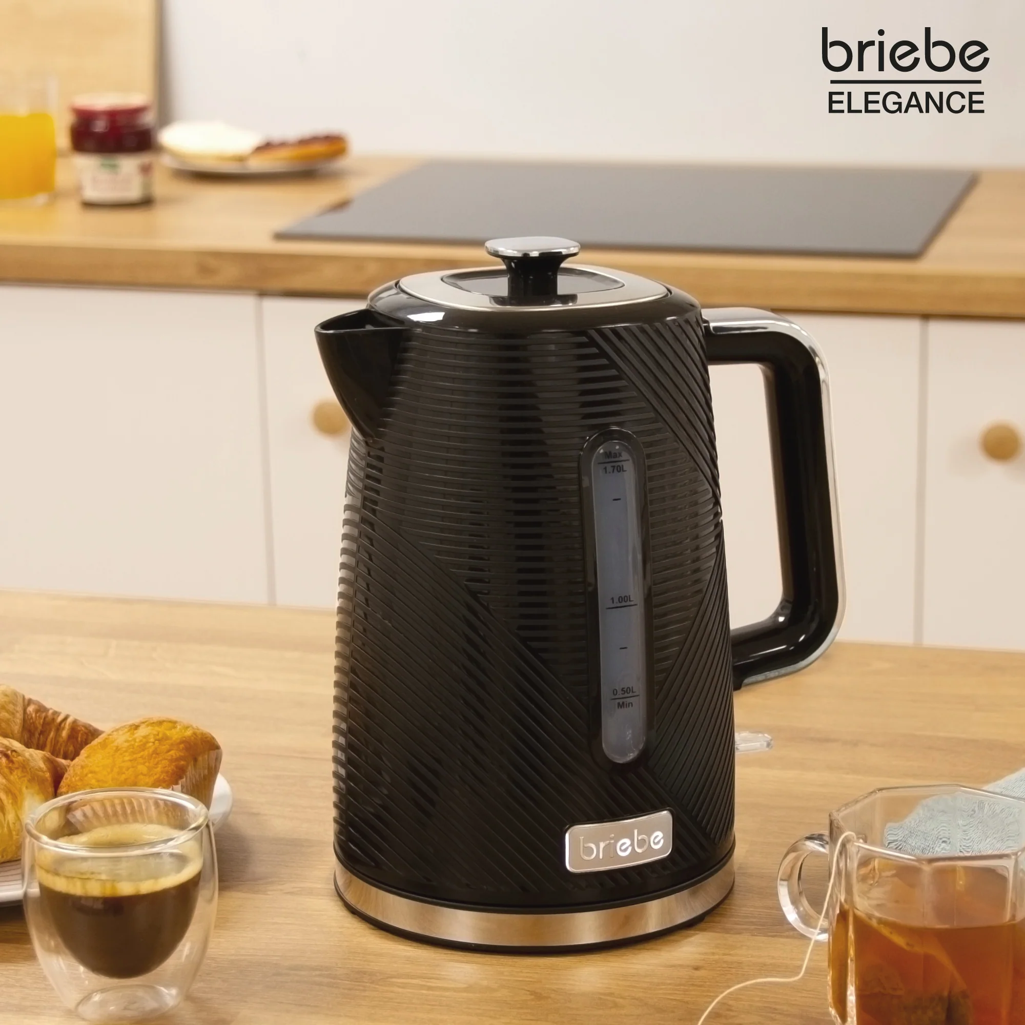 Briebe Elegance Set Tostador Pan Ranura Ancha 2 Rebanadas, Hervidor Agua Eléctrico 1,7l Cafetera 1,25l, Skt1178blk,negro - Image 3