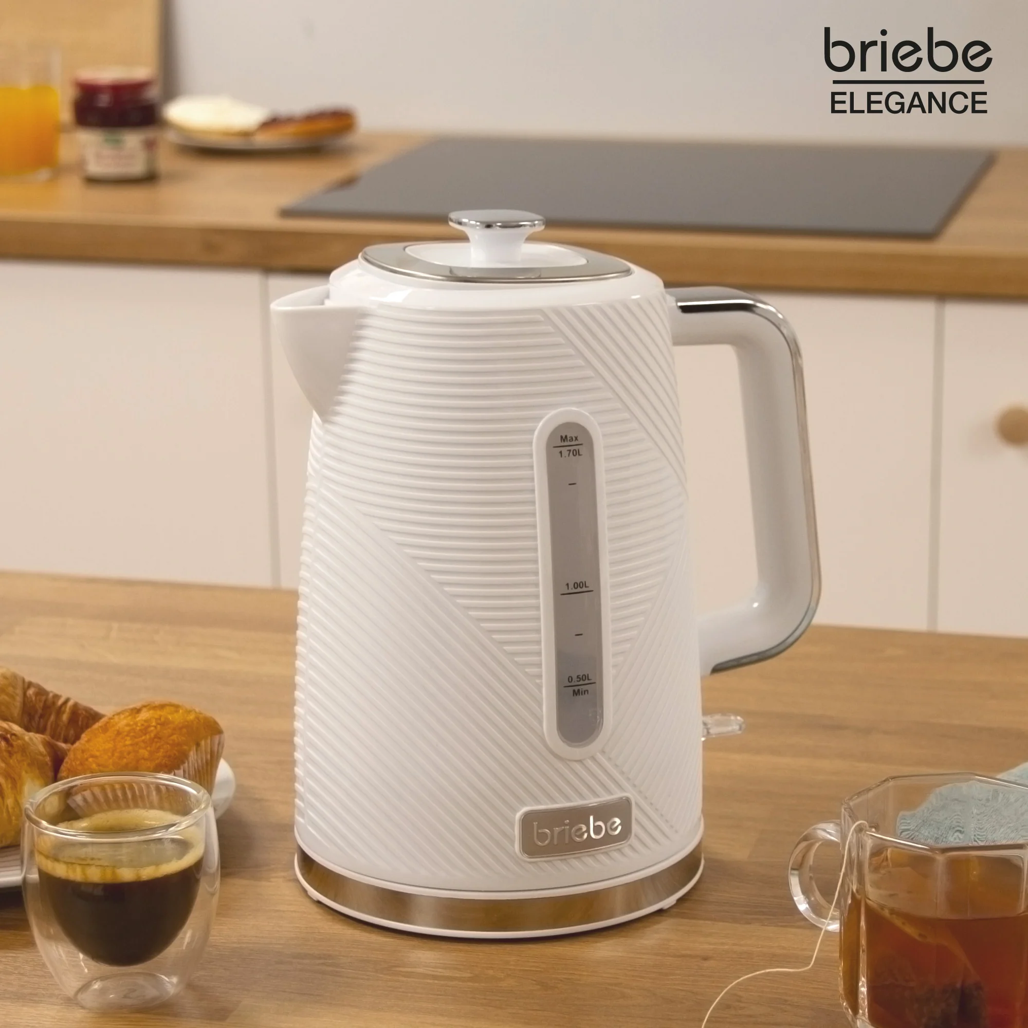 Briebe Elegance Set Tostador Pan Ranura Ancha 2 Rebanadas, Hervidor Agua Eléctrico 1,7l Cafetera 1,25l,skt1178wht,blanco - Image 3