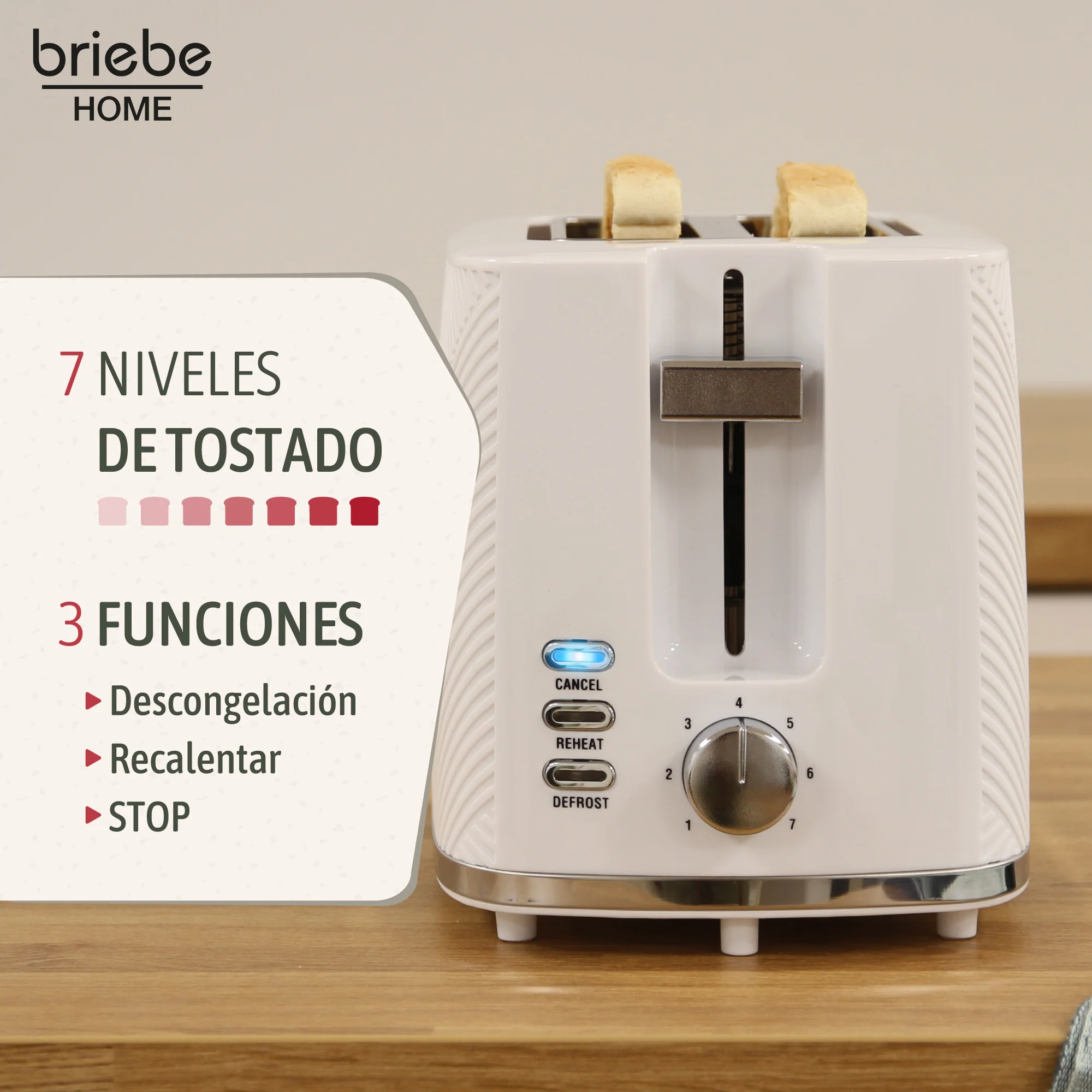 Briebe Elegance Set Tostador Pan Ranura Ancha 2 Rebanadas, Hervidor Agua Eléctrico 1,7l Cafetera 1,25l,skt1178wht,blanco - Image 5