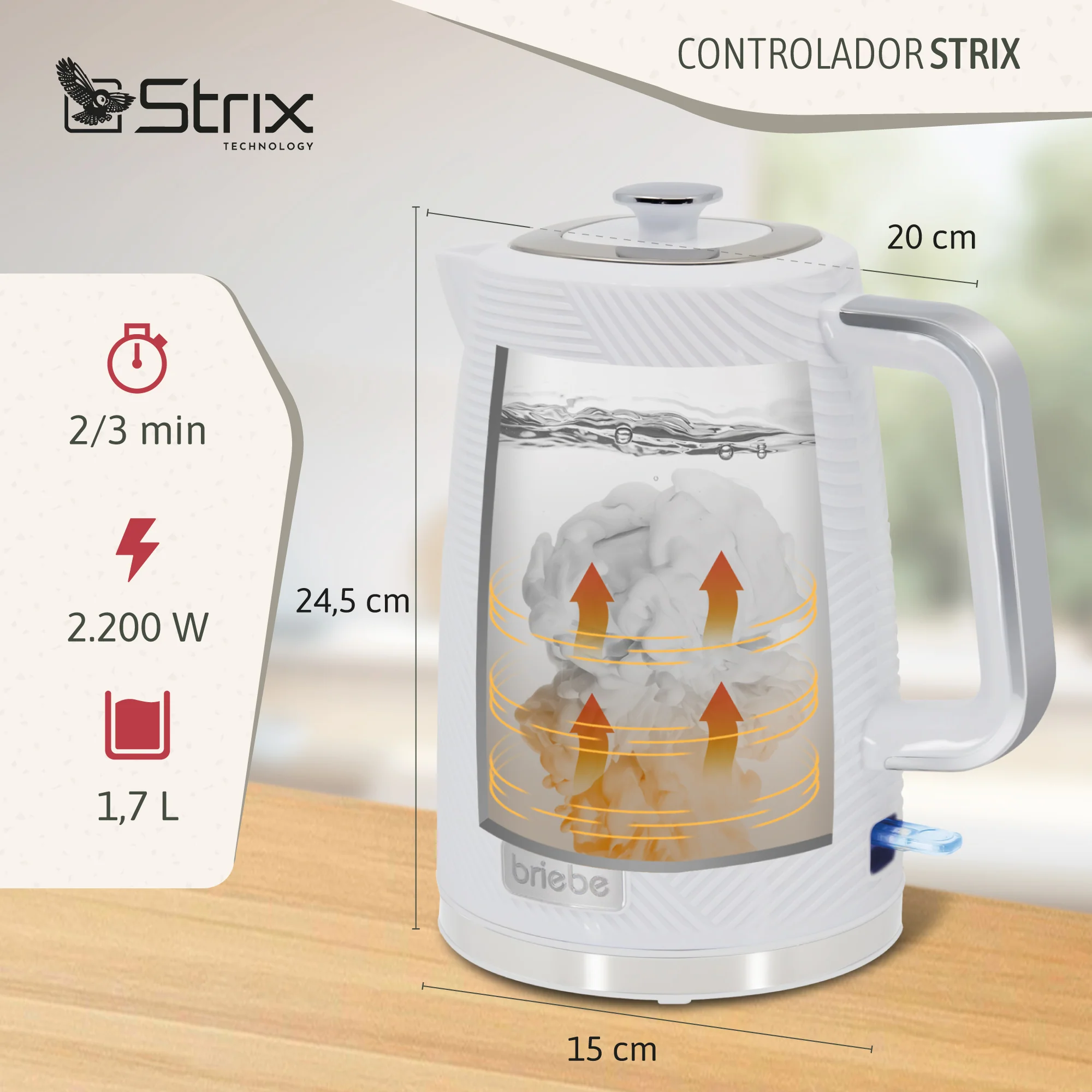 Briebe Elegance Set Tostador Pan Ranura Ancha 2 Rebanadas, Hervidor Agua Eléctrico 1,7l Cafetera 1,25l,skt1178wht,blanco - Image 6