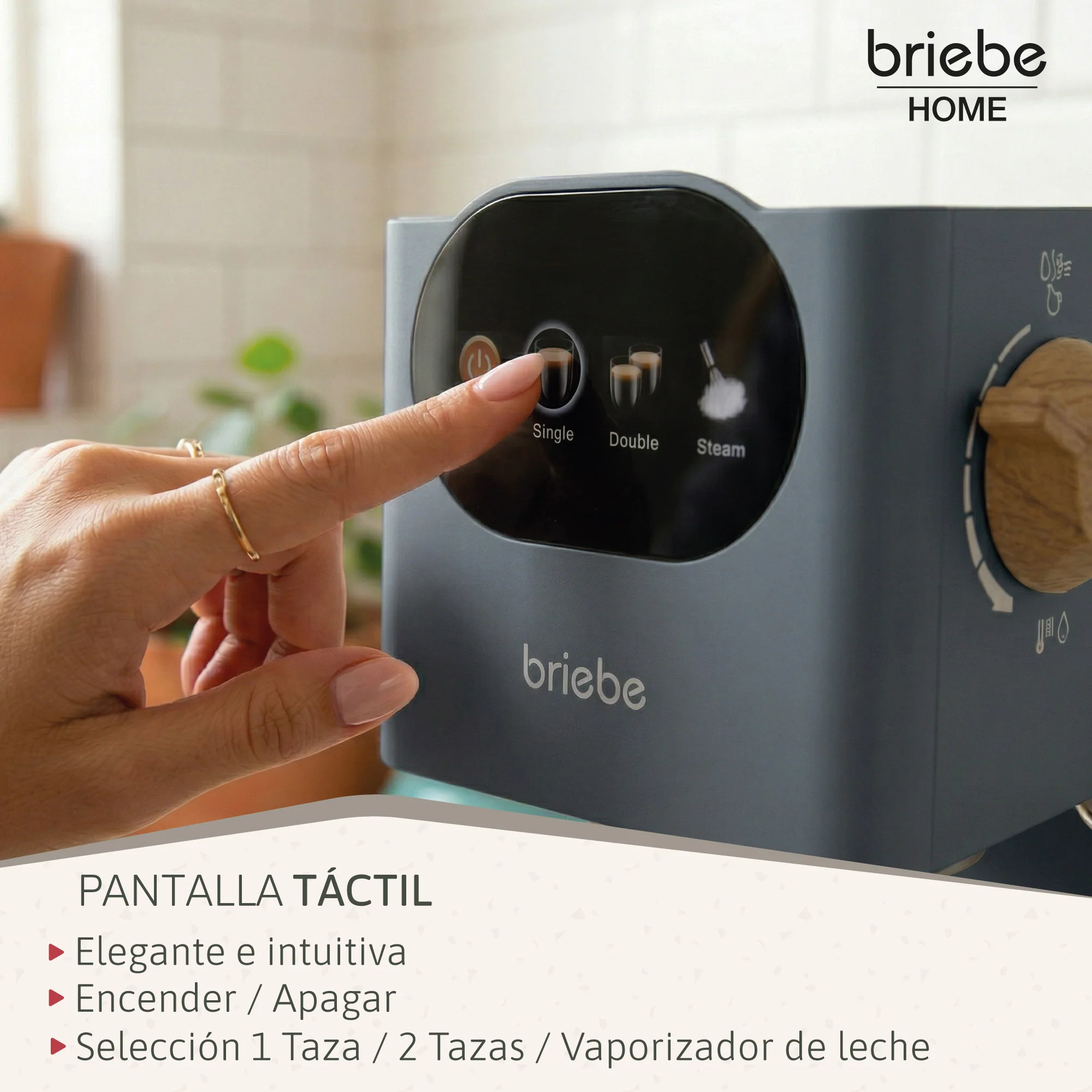 Briebe Nordic Cafetera Espresso 20 Bares Compatible Cápsulas Nespresso Y Café Molido Espumador Leche, Ec1180gry, Gris - Image 6