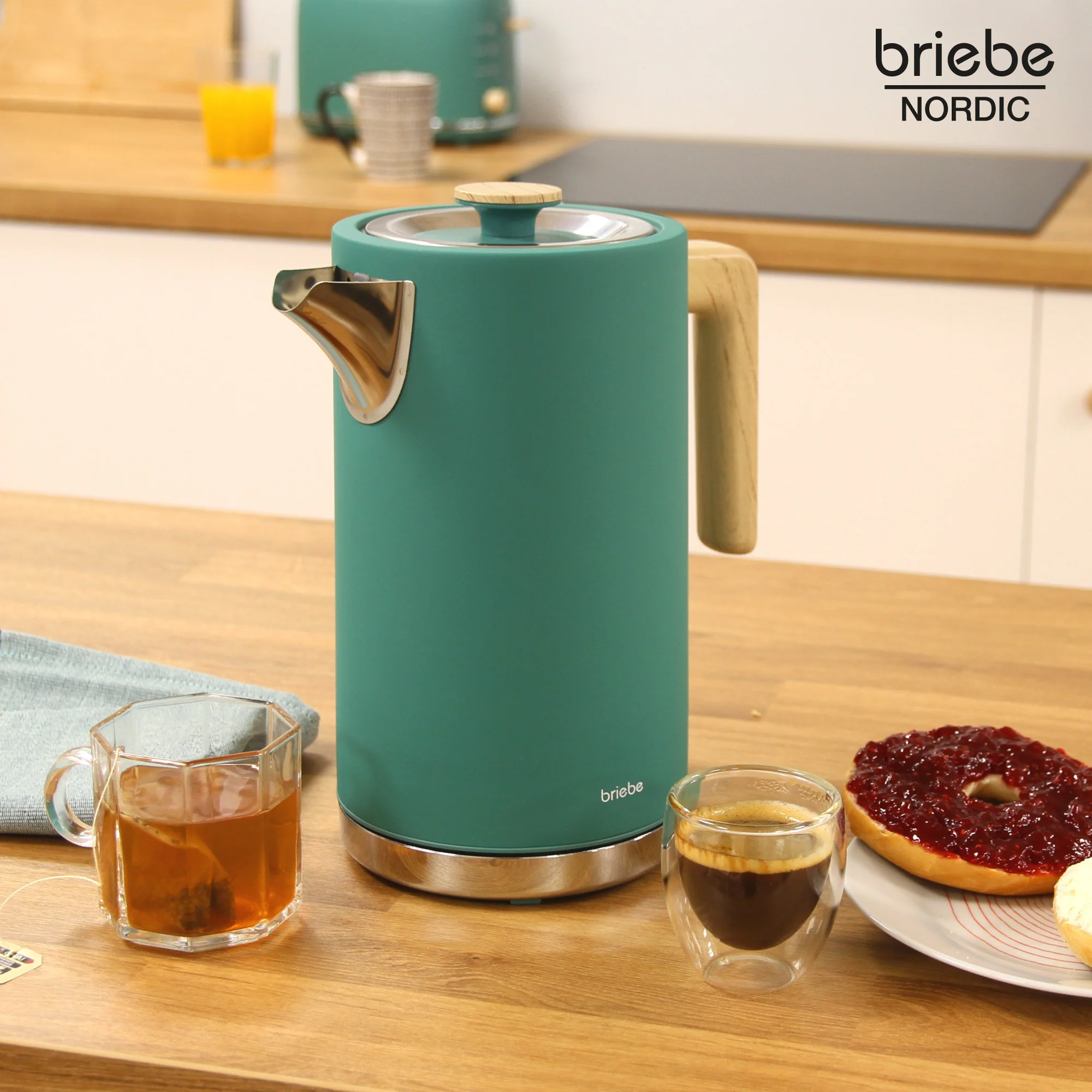 Briebe Nordic Hervidor Agua Eléctrico 1,7l Inalámbrico Ebullición Rápida, Libre De Bpa, Base De 360°, Kt1165gre, Verde - Image 2