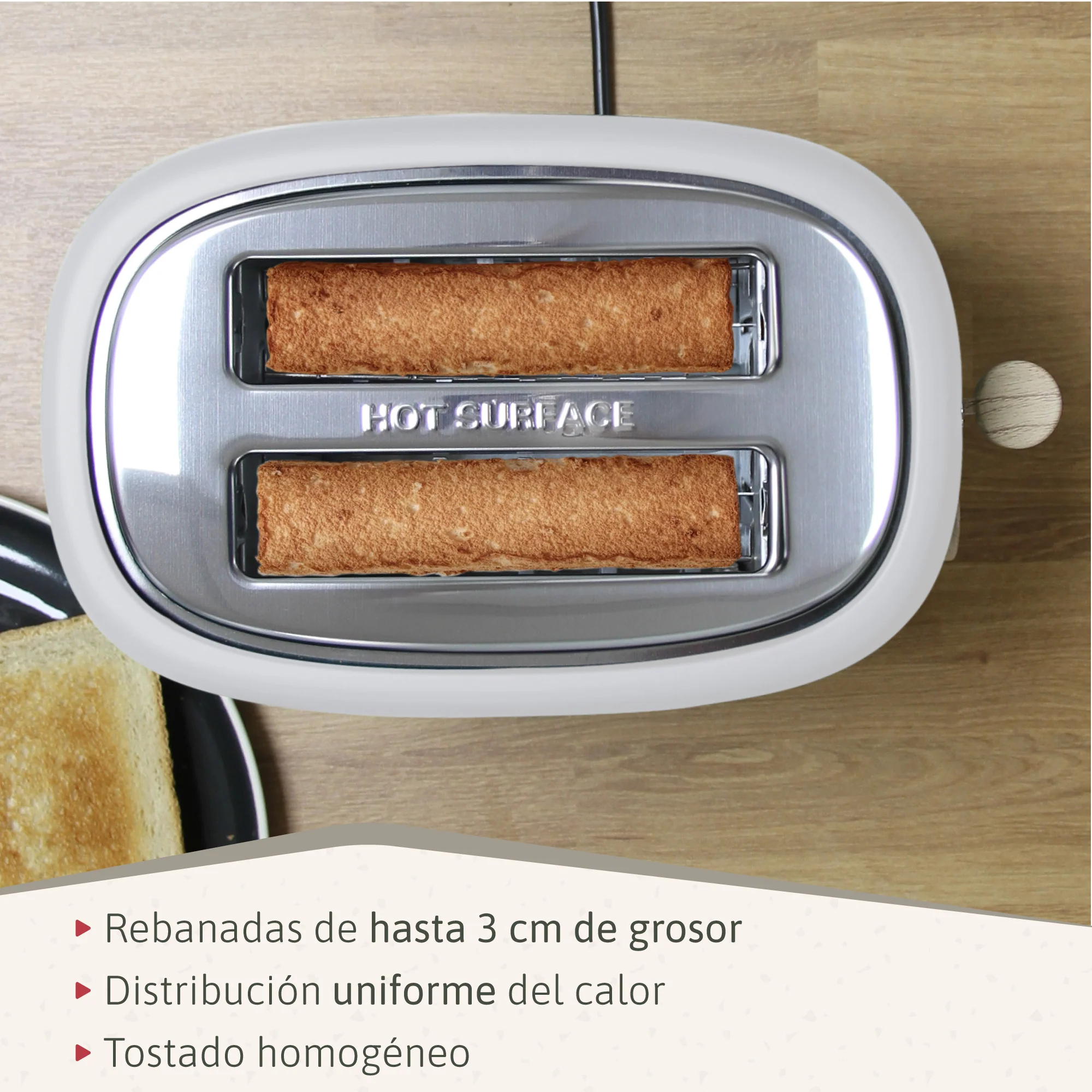 Briebe Nordic Tostadora Pan Ranura Ancha, Tostador 2 Rebanadas, 6 Niveles Tostado, Calientapanecillos, Ta1166wht, Blanco - Image 4