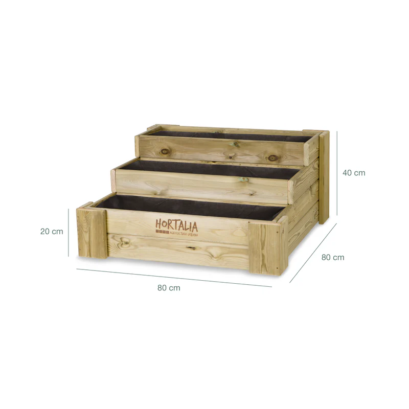 Cajón De Cultivo Madera Tratada Exterior Hortalia Box Stairs 80 80x80x40 Cm - Image 6