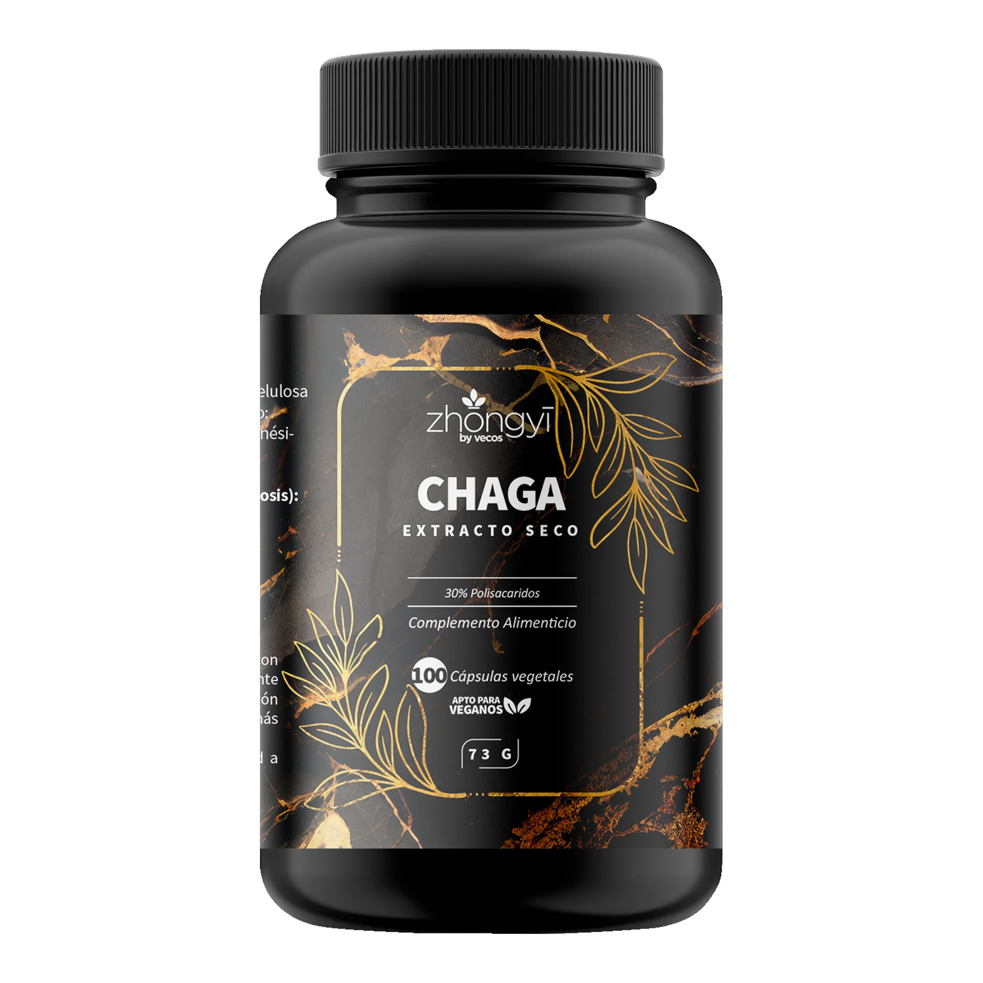Chaga Zhongyi Vecos 100 Cápsulas | Antioxidante Y Defensa Celular | 500 Mg Con 30% Betaglucanos