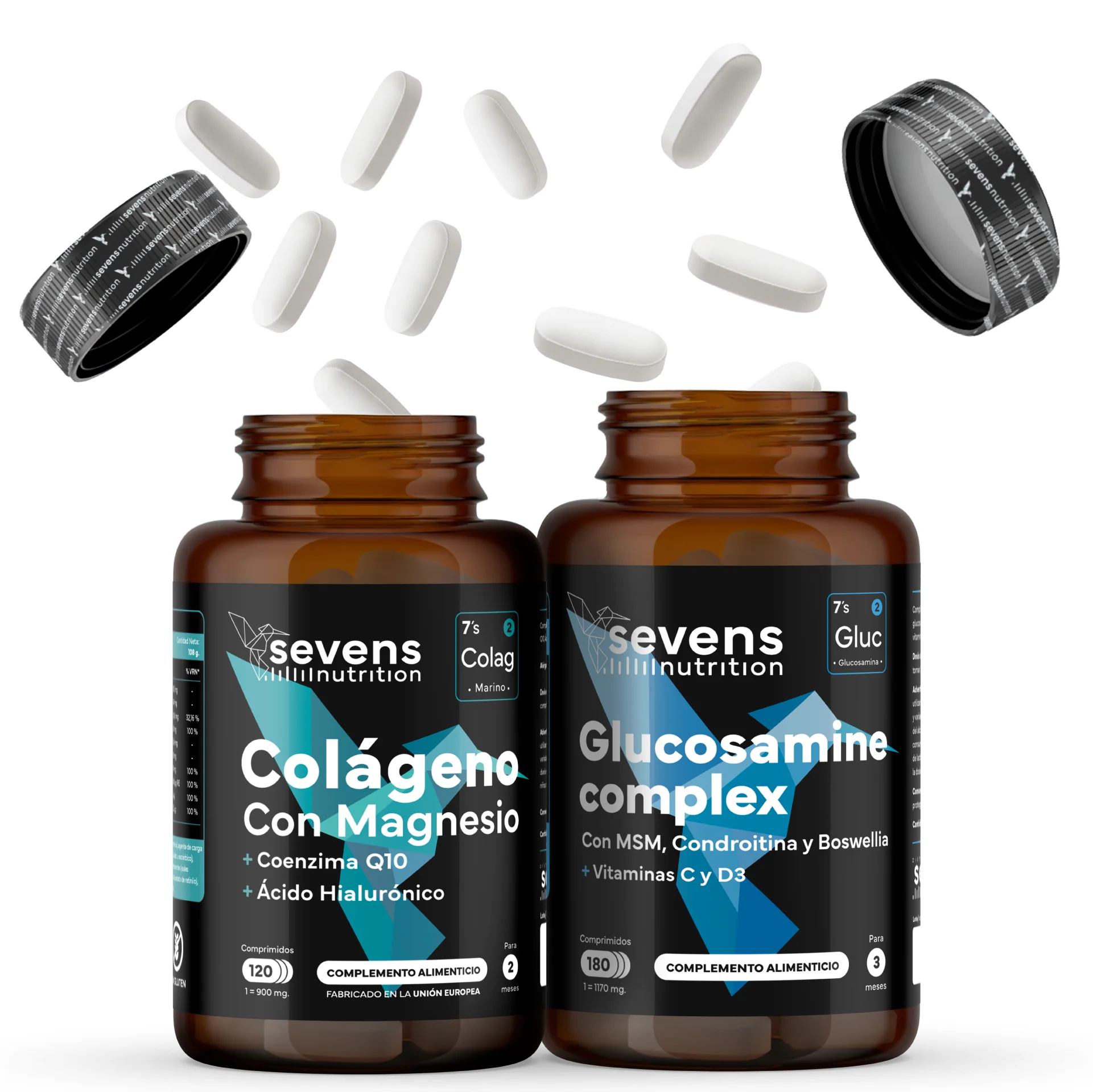 Colágeno Marino Con Magnesio + Glucosamina Condroitina Msm 6en1. Sevens Nutrition. Cuidado Articular, Óseo Y Cutáneo
