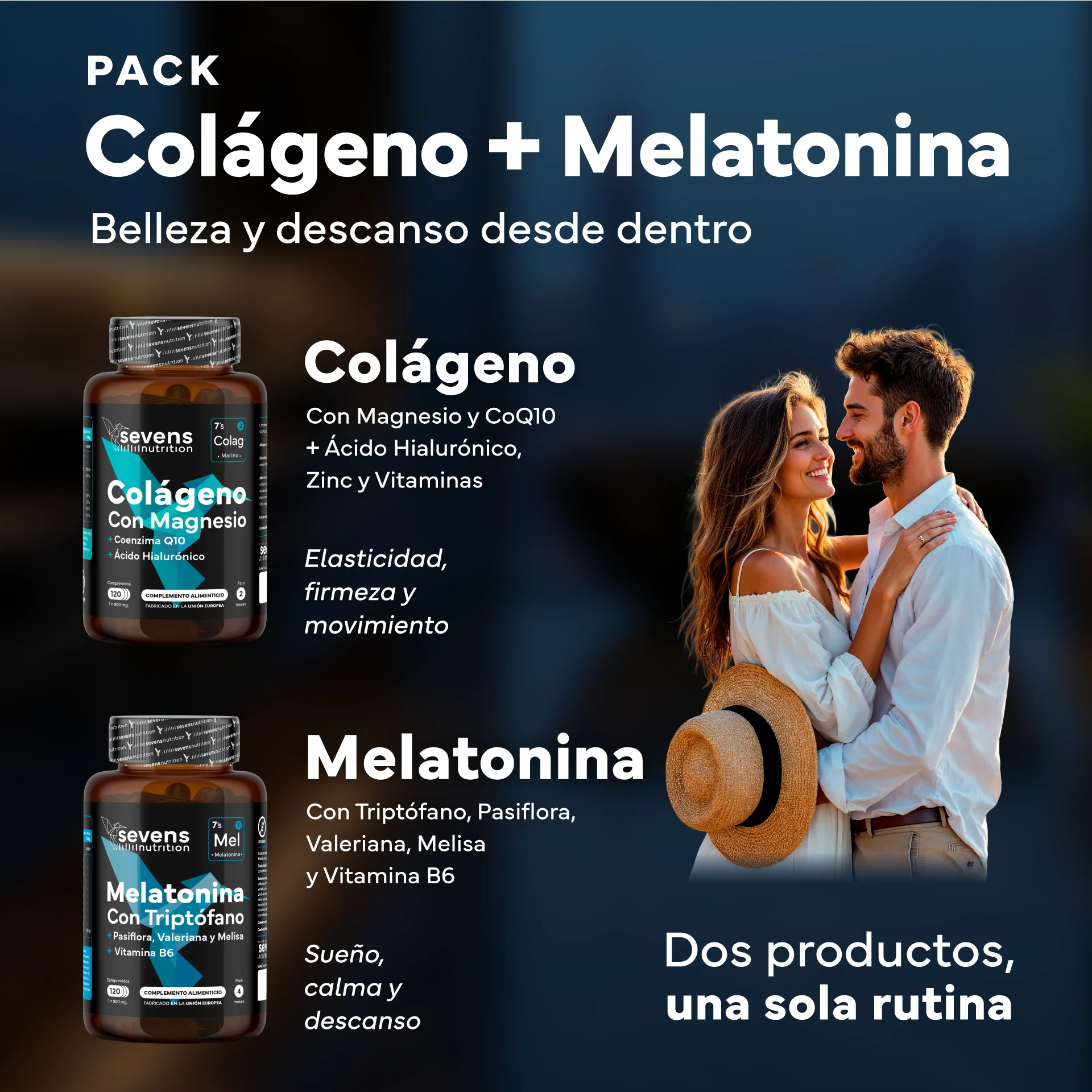 Colágeno Marino Con Magnesio + Melatonina 1,9 Mg. Sevens Nutrition. Piel, Huesos, Articulaciones Y Descanso Nocturno - Image 2