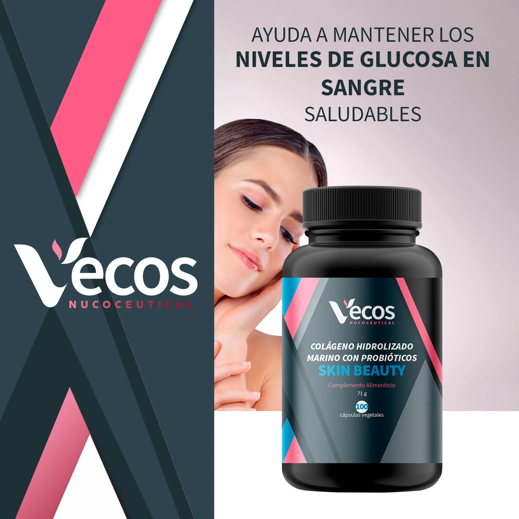 Colágeno Skin Beauty Vecos 90 Cápsulas | Antiarrugas, Piel Fime Y Elástica | Con Probióticos Y Q10 - Image 2