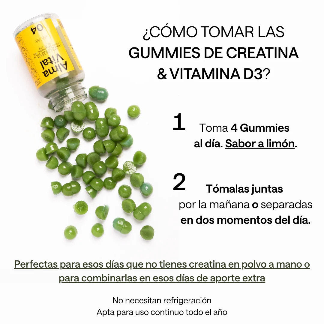 Creatina Monohidratada Creavitalis® Alma® 300 G Y 120 Gominolas De Creatina Creavitalis, Vitamina D3 Y Espirulina - Image 3