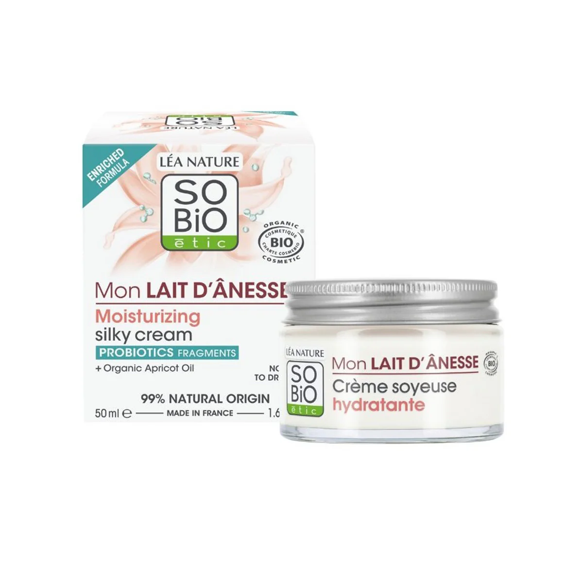 Crema facial hidratante sedosa leche de burra Sobio 50 ml - Image 2