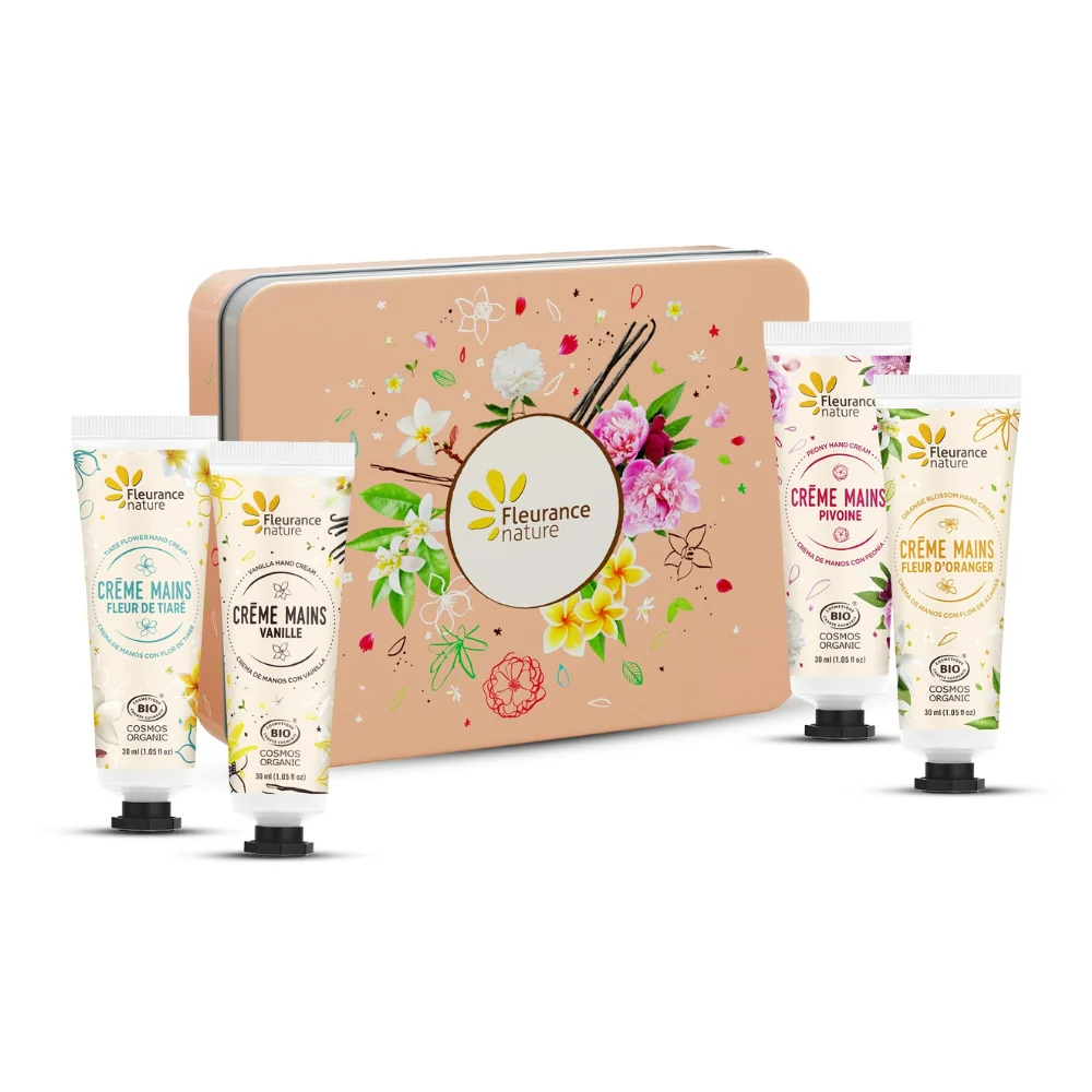 Cuarteto De Crema De Manos Eco En Su Cofrecito Melocotón Fleurance Nature 4x30ml