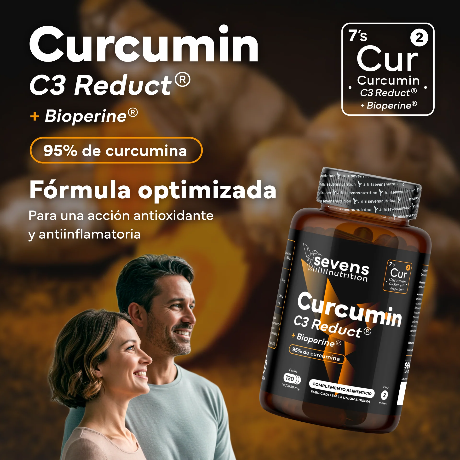 Cúrcuma + Piperina Sevens Nutrition. Alta Absorción y Bienestar General. - Image 2