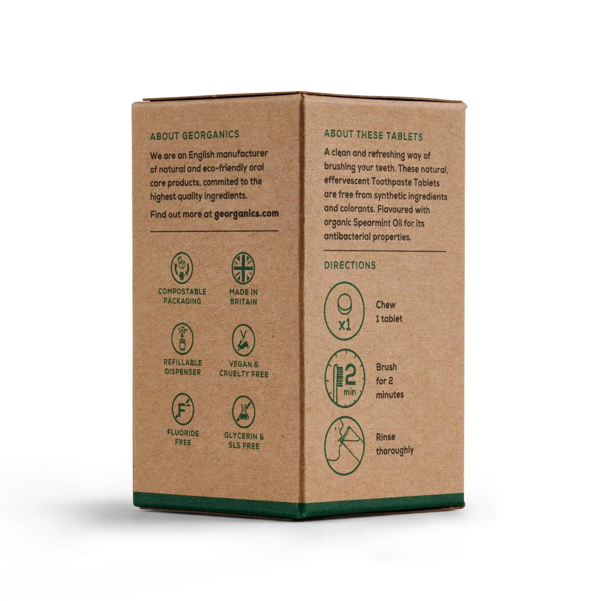 Dentífrico Natural en Tabletas sabor Hierbabuena Georganics 120 tabletas - Image 3