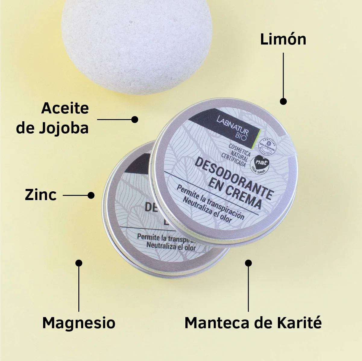 Desodorante en Crema Natural 50 Ml | Control Olor y Cuidado Suave | Sin Aluminio | Piel Sensible - Image 2
