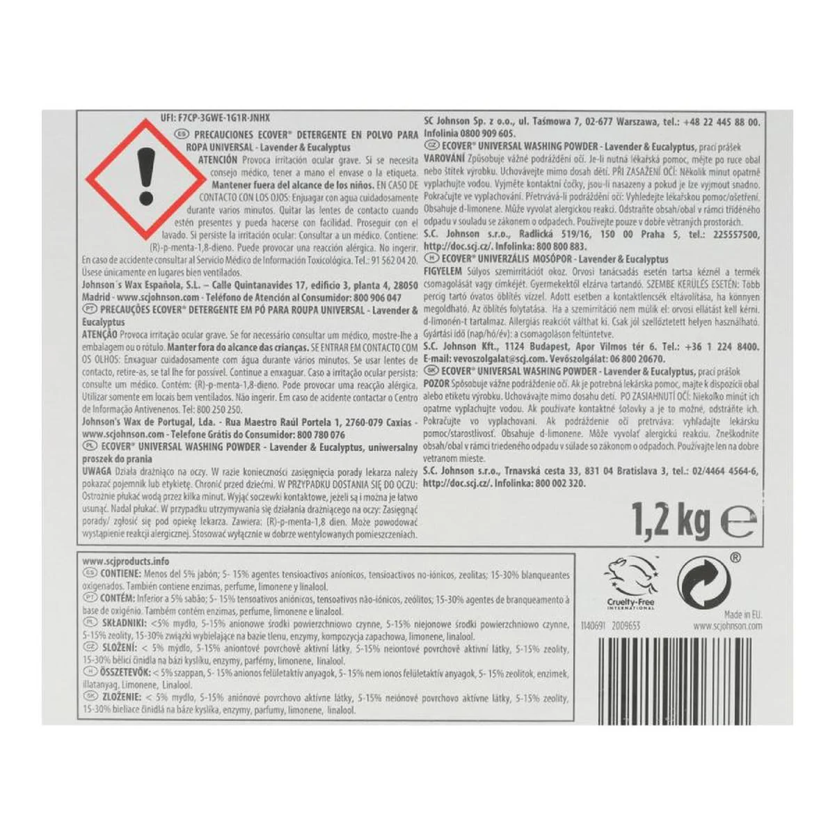 Detergente en Polvo Universal 1,2 Kg Ecover - Image 2