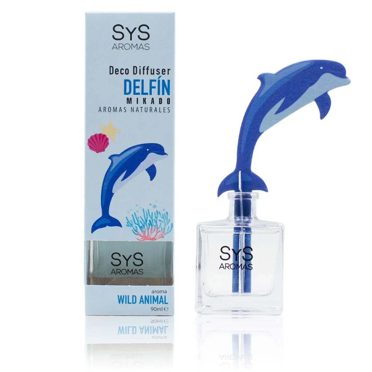 Difusor de Varillas Delfín Wild Animal 90 ml | Aroma Fresco y Natural | Mikado Decorativo | Ambiente Infantil