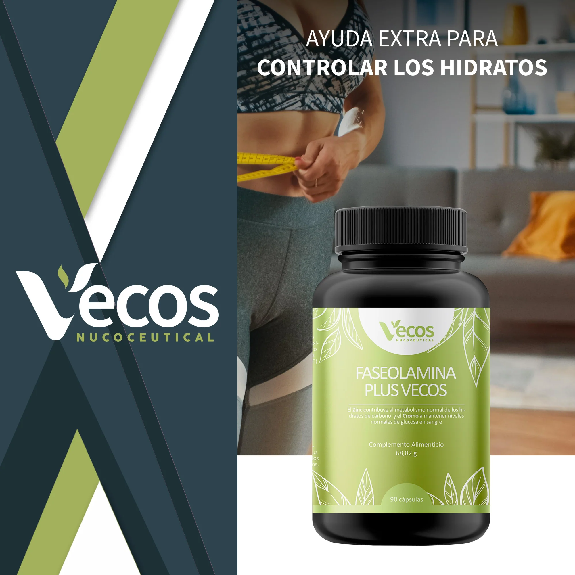 Faseolamina Plus 2400 Mg Vecos 90 Cápsulas | Bloqueador De Carbohidratos Y De Apetito | Con Banaba Y Cromo - Image 2