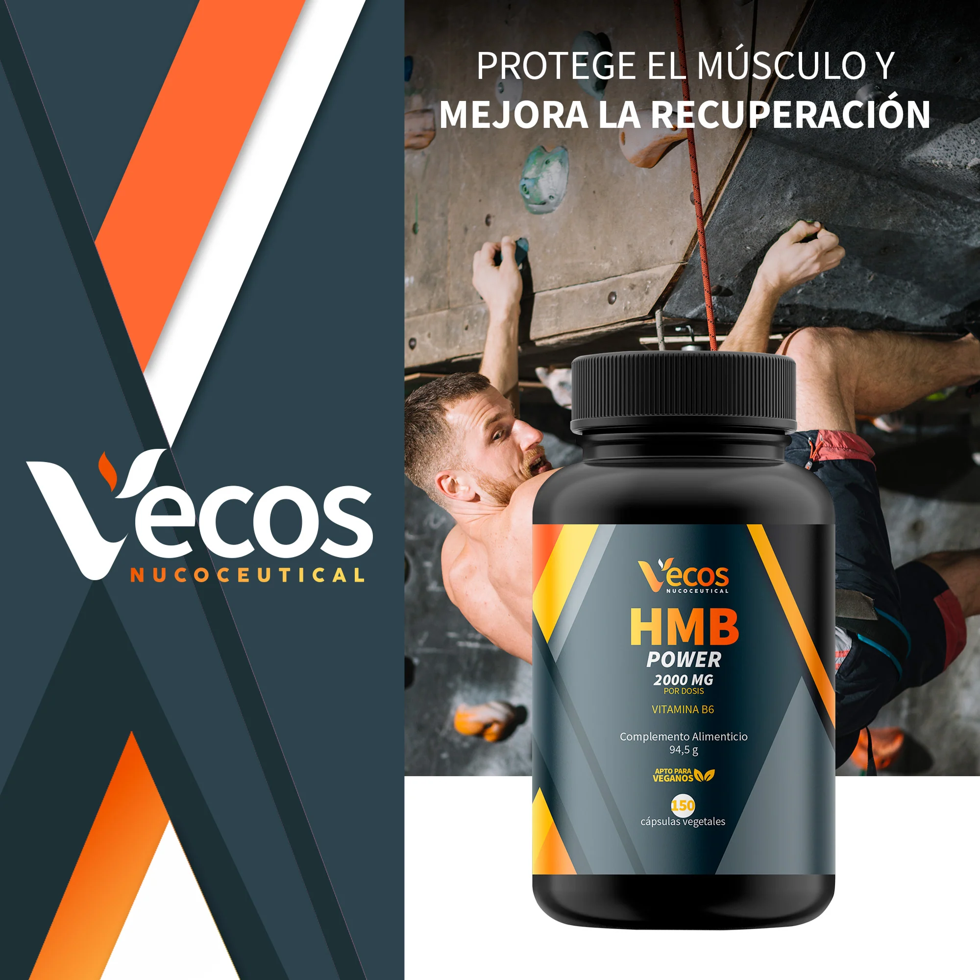 Hmb 2000 Mg Vecos 150 Cápsulas | Ganar Y Mantener Masa Muscular | Con Vitamina B6 - Image 2