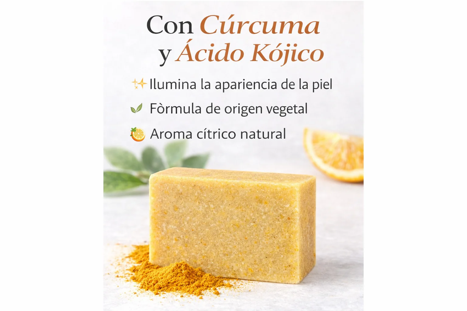 Jabón Sólido De Cúrcuma Y Ácido Kójico 100 G | Iluminador Y Unificador Del Tono | M&on Naturals - Image 2