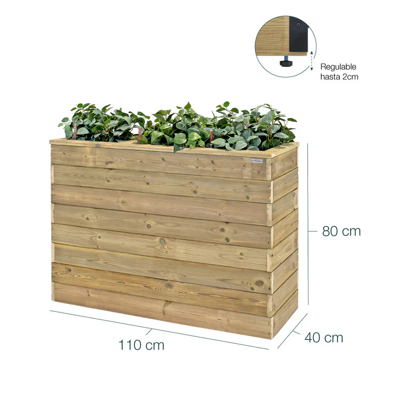 Jardinera Con Autorriego De Madera Nidum Basic Interior Y Exterior Hortalia 110x40x80 Cm - Image 6