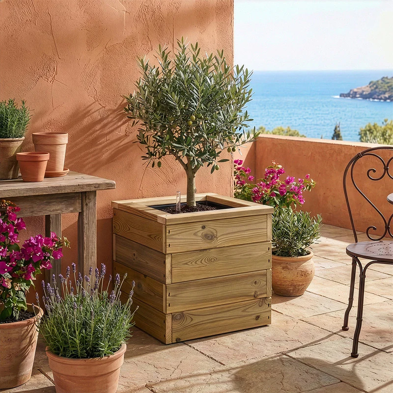 Jardinera Con Autorriego De Madera Nidum Basic Interior Y Exterior Hortalia 40x40x40 Cm - Image 2