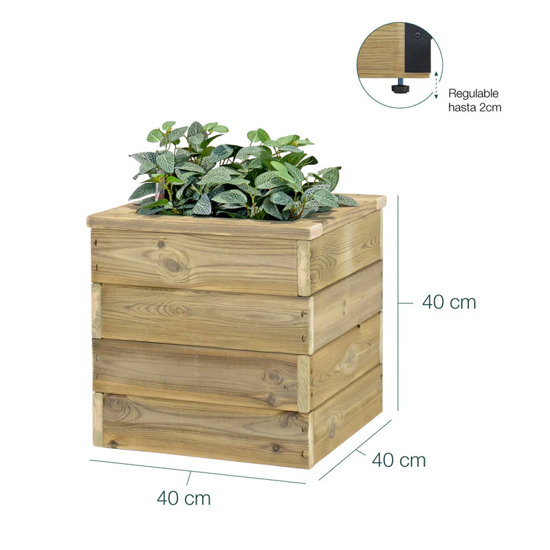 Jardinera Con Autorriego De Madera Nidum Basic Interior Y Exterior Hortalia 40x40x40 Cm - Image 6