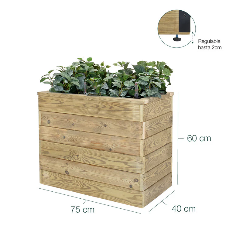 Jardinera Con Autorriego De Madera Nidum Basic Interior Y Exterior Hortalia 75x40x60 Cm - Image 6