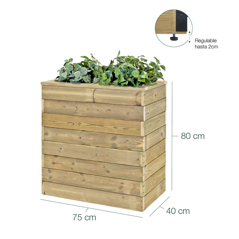Jardinera Con Autorriego De Madera Nidum Basic Interior Y Exterior Hortalia 75x40x80 Cm - Image 6