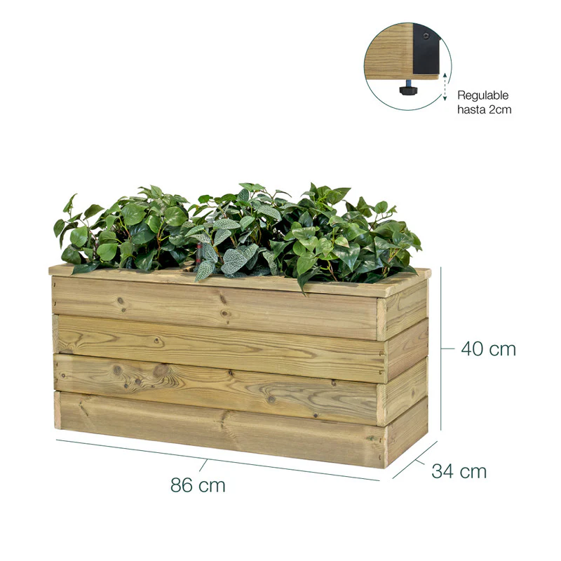 Jardinera Con Autorriego De Madera Nidum Basic Interior Y Exterior Hortalia 86x34x40 Cm - Image 6