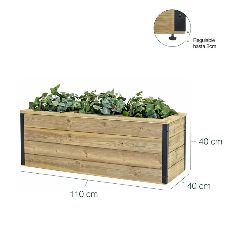 Jardinera Con Autorriego De Madera Nidum Interior Y Exterior Hortalia 110x40x40 Cm - Image 6