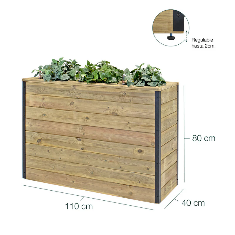 Jardinera Con Autorriego De Madera Nidum Interior Y Exterior Hortalia 110x40x80 Cm - Image 6