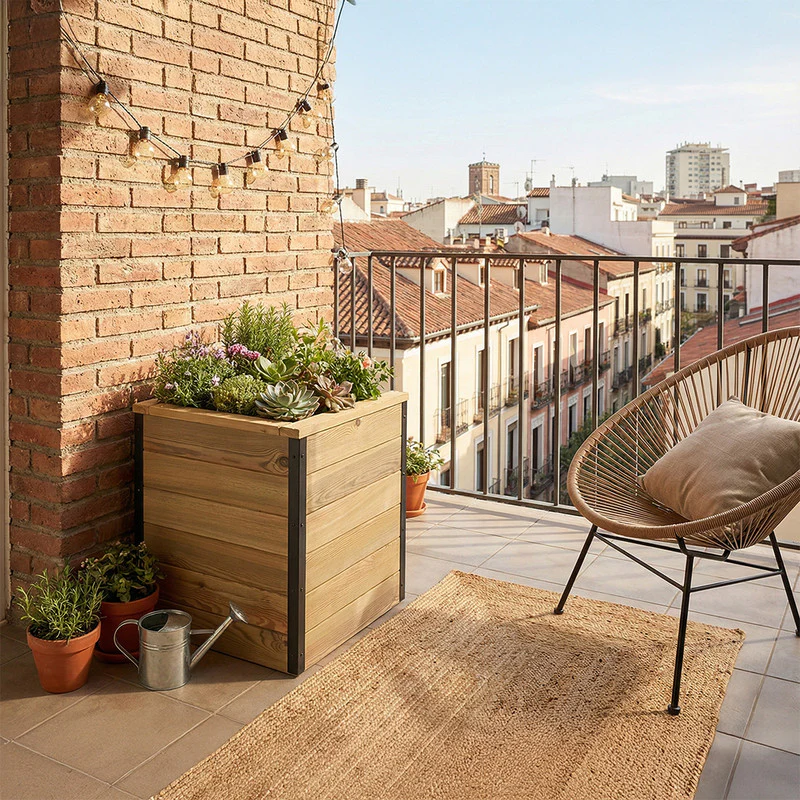 Jardinera Con Autorriego De Madera Nidum Interior Y Exterior Hortalia 50x50x60 Cm - Image 2
