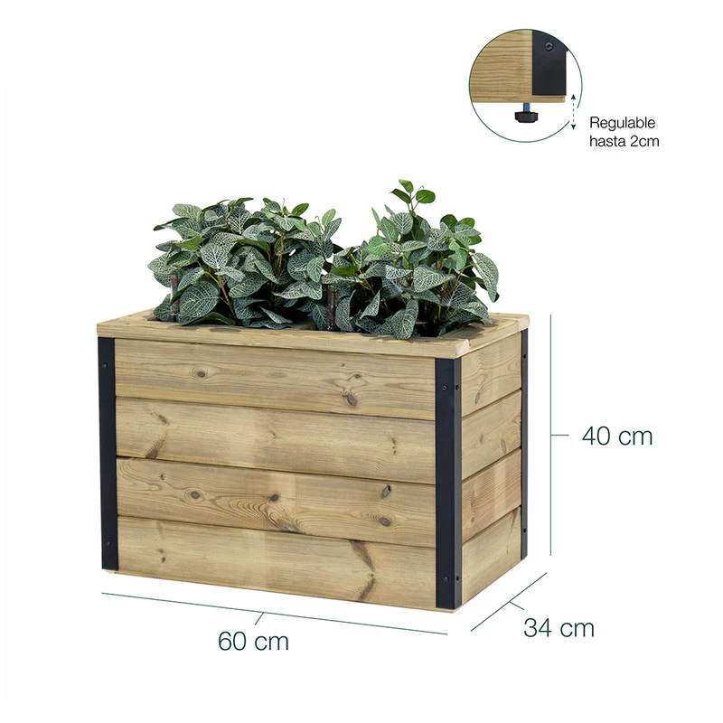 Jardinera Con Autorriego De Madera Nidum Interior Y Exterior Hortalia 60x34x40 Cm - Image 6