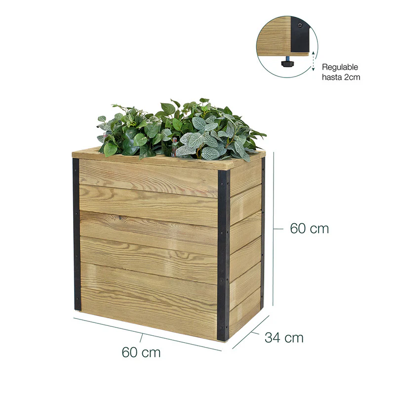 Jardinera Con Autorriego De Madera Nidum Interior Y Exterior Hortalia 60x34x60 Cm - Image 6