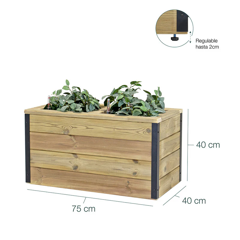 Jardinera Con Autorriego De Madera Nidum Interior Y Exterior Hortalia 75x40x40 Cm - Image 6