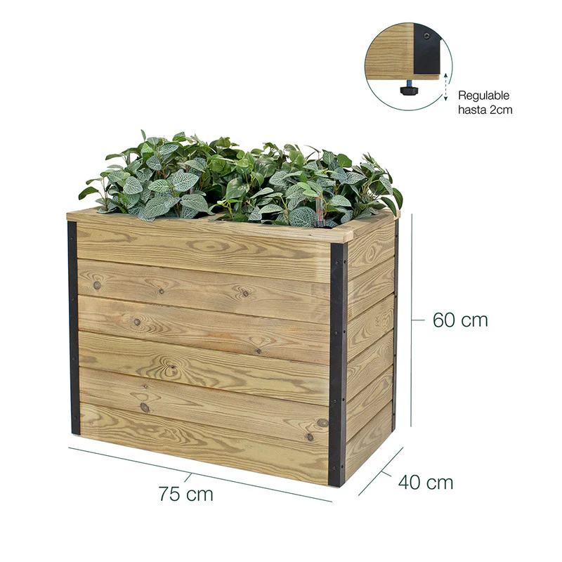 Jardinera Con Autorriego De Madera Nidum Interior Y Exterior Hortalia 75x40x60 Cm - Image 6